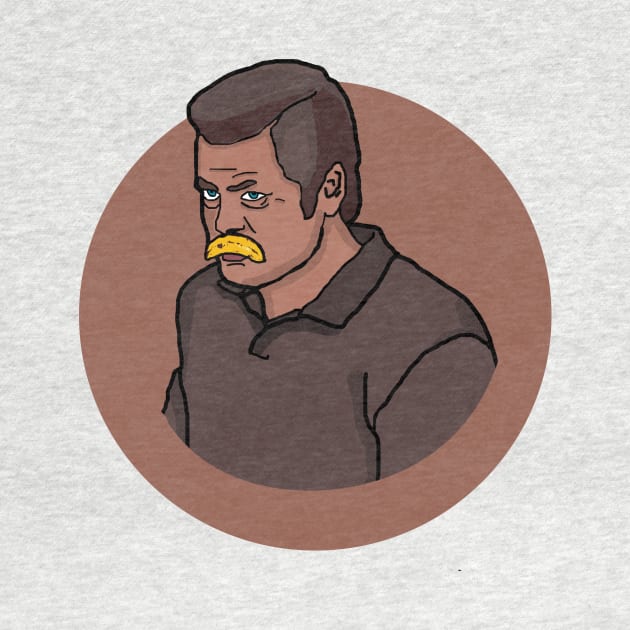 Ron Swanson eating a banana by rrsegnini